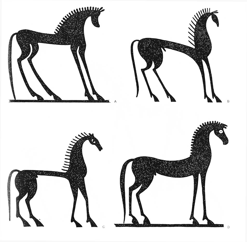 a — лошадь, bcd — лошадь (жеребец) / Эгейский регион. Греческие мотивы