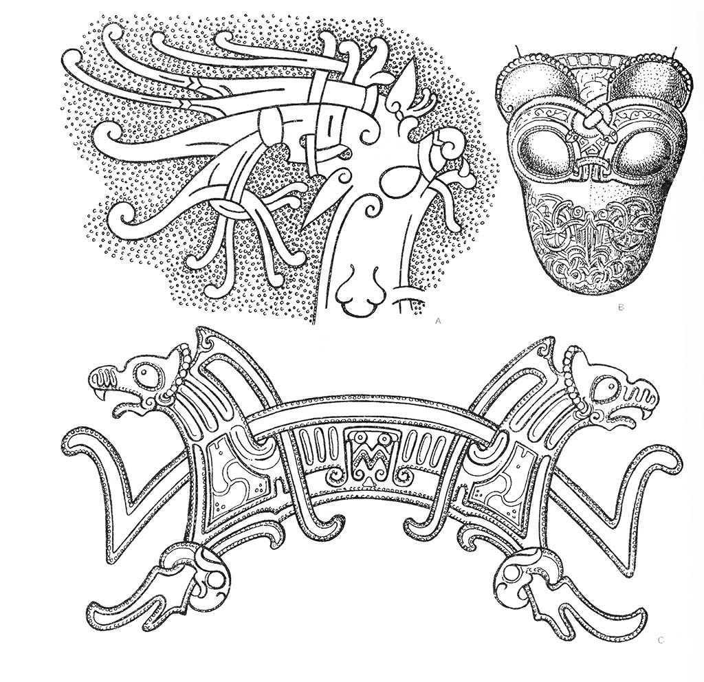 ab — дракон (голова), ab — зверь (мифический, голова), c — дракон, c — зверь (мифический) / Варвары