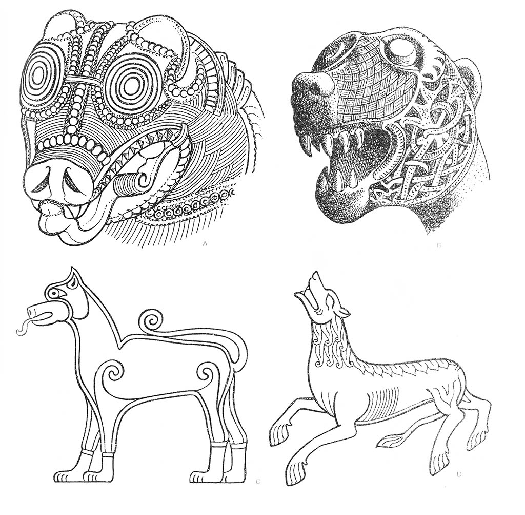 ab — дракон (голова), ab — зверь (мифический, голова), cd — волк / Варвары