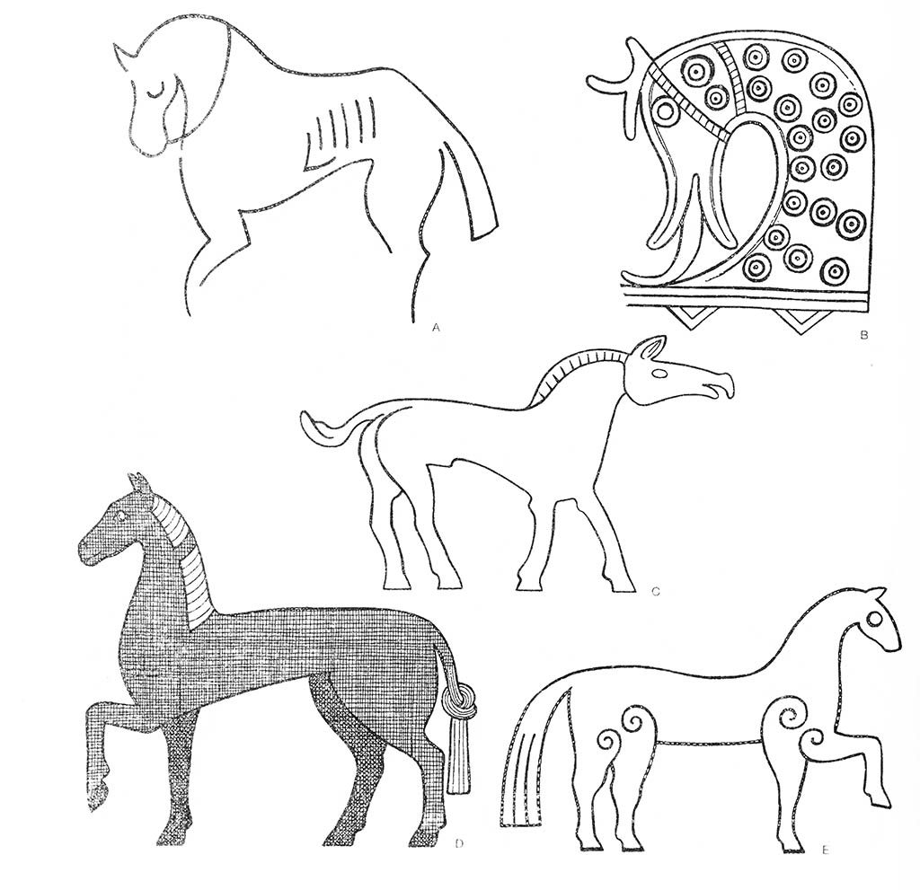 ac — лошадь, b — лошадь (голова), de — лошадь (рысящая) / Варвары