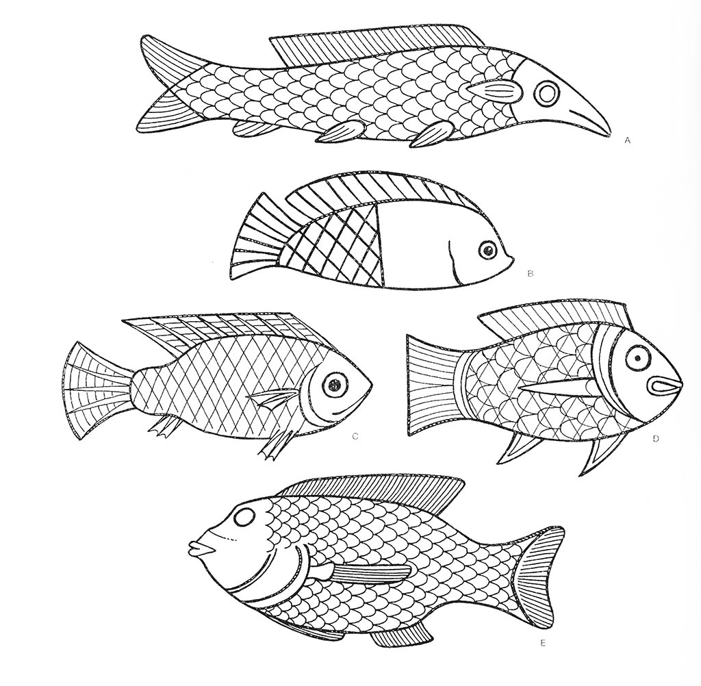 	a — рыба остроносая, bcde — окунь нильский / Египет