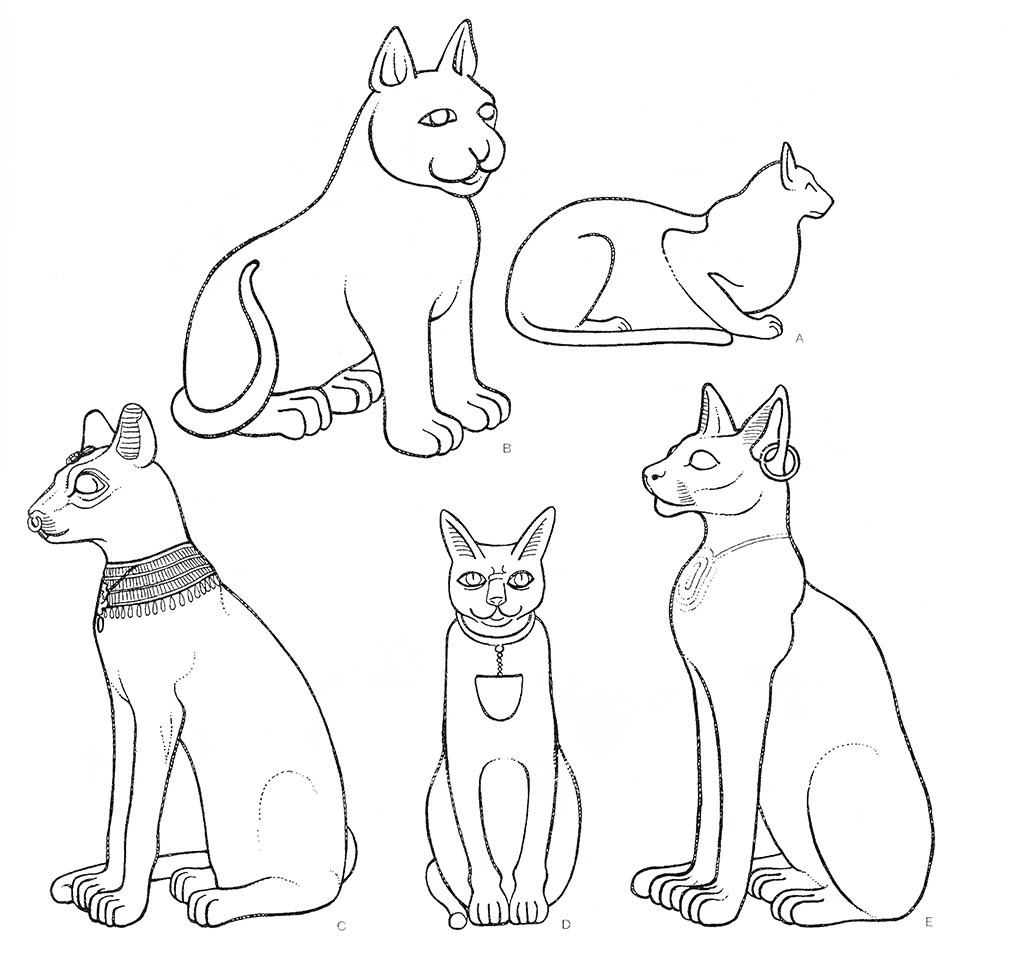 a — кот (лежащий), acde — кот (сидящий), cde — кот (в ошейнике) / Египет