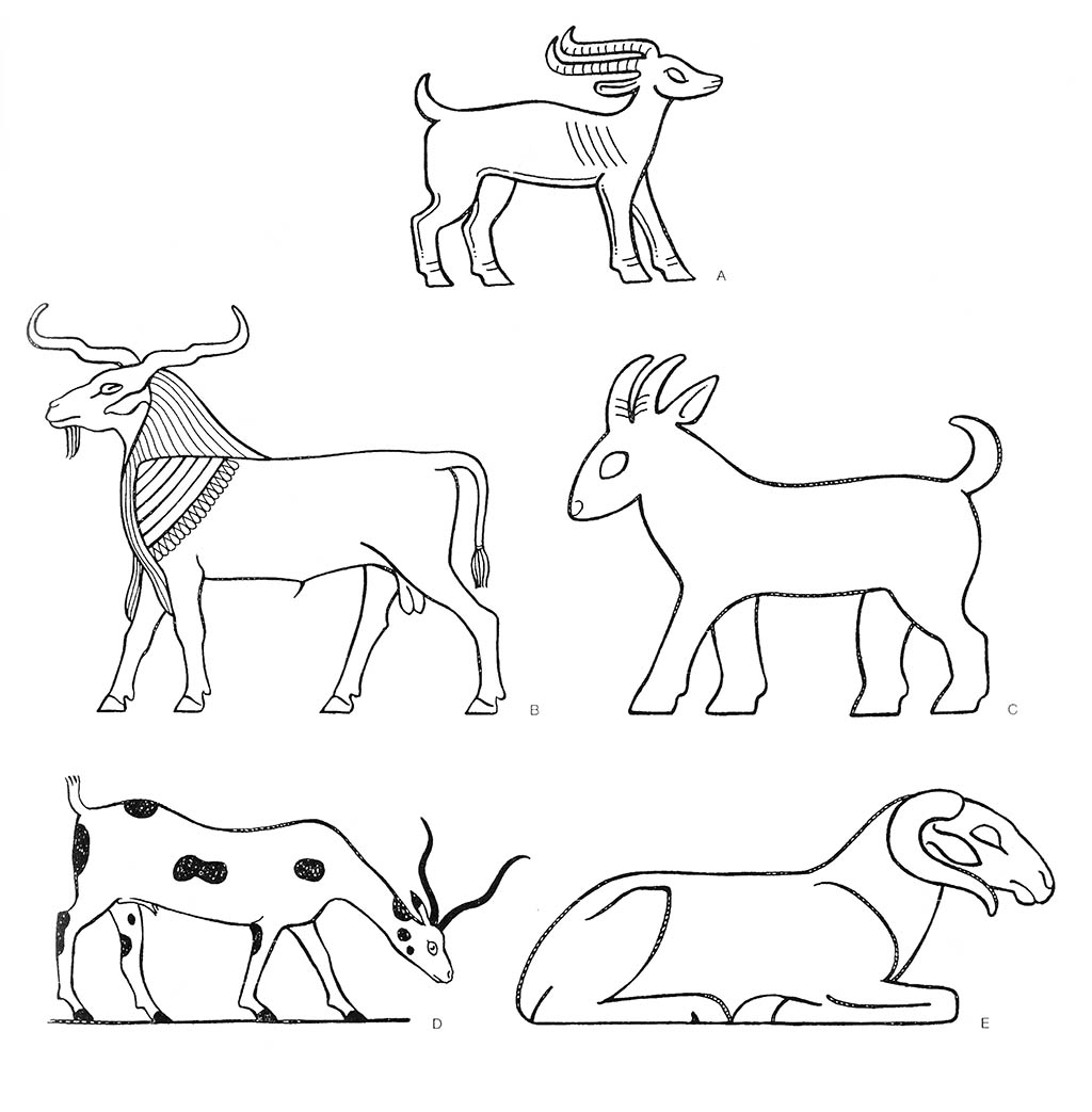 ac — козёл, bd — козёл (самец), e — баран (лежащий) / Египет